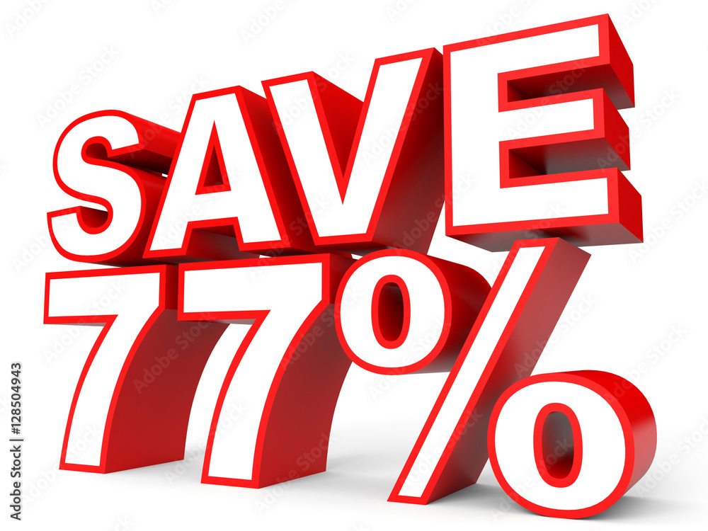 Discount 77 percent off. 3D illustration on white background. Discount 77 percent off. 3D illustration on white background.