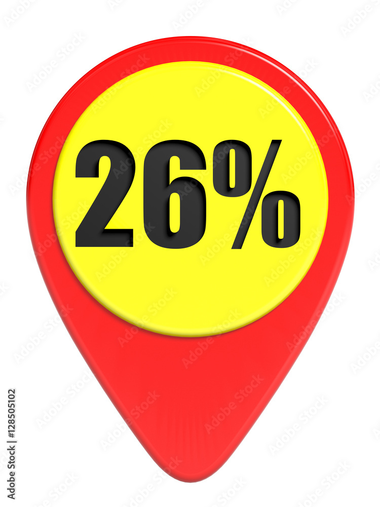 Discount 26 percent off. 3D illustration on white background. Discount 26 percent off. 3D illustration on white background.