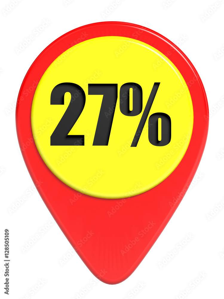 Discount 27 percent off. 3D illustration on white background. Discount 27 percent off. 3D illustration on white background.
