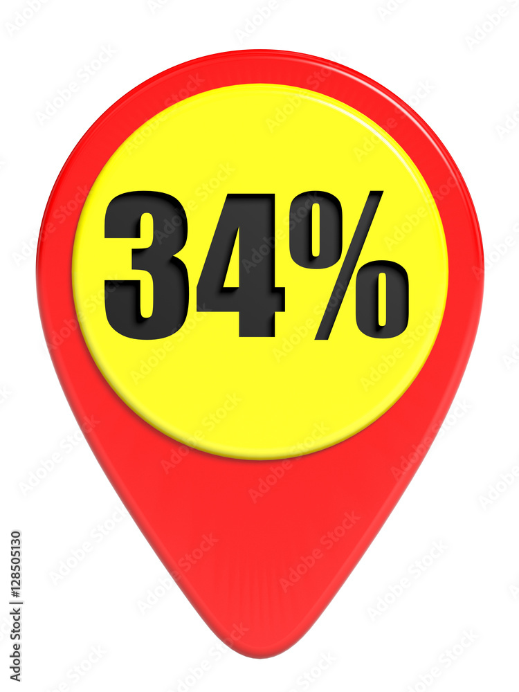Discount 34 percent off. 3D illustration on white background. Discount 34 percent off. 3D illustration on white background.
