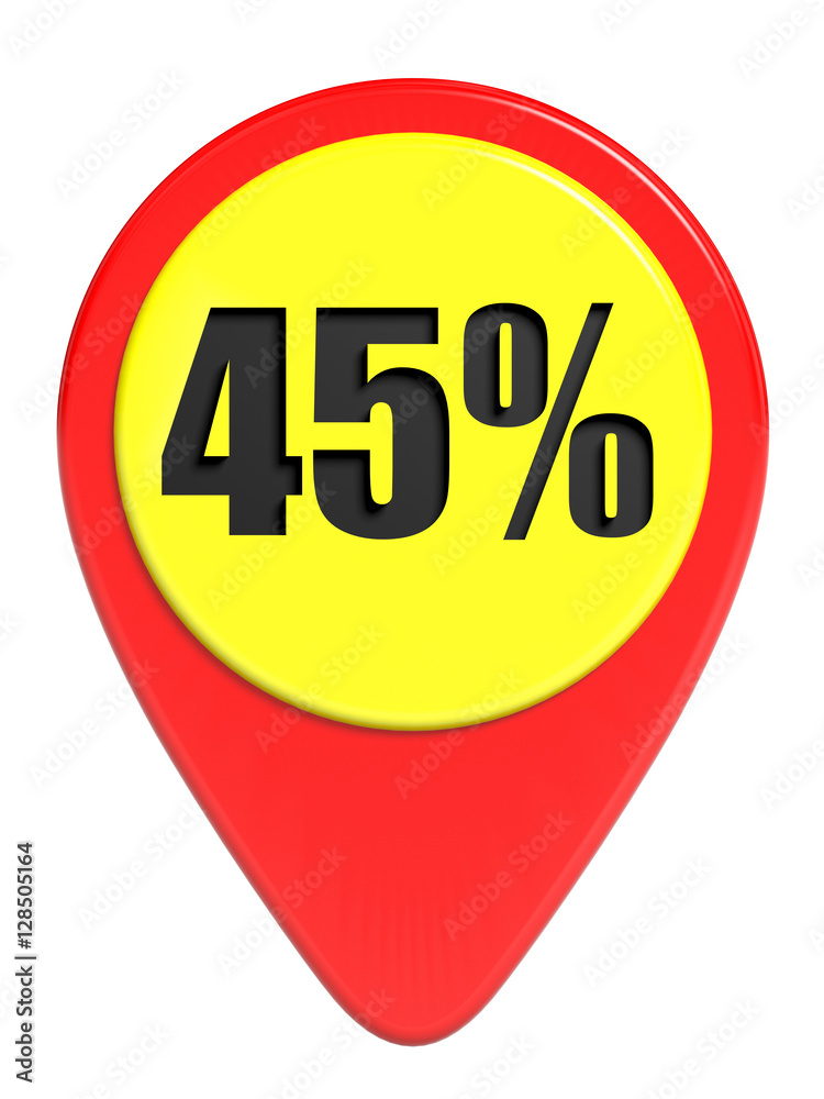 Discount 45 percent off. 3D illustration on white background. Discount 45 percent off. 3D illustration on white background.