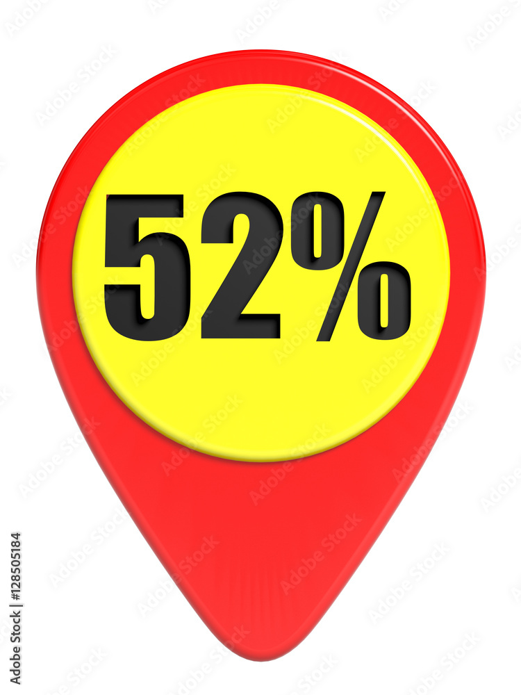 Discount 52 percent off. 3D illustration on white background. Discount 52 percent off. 3D illustration on white background.