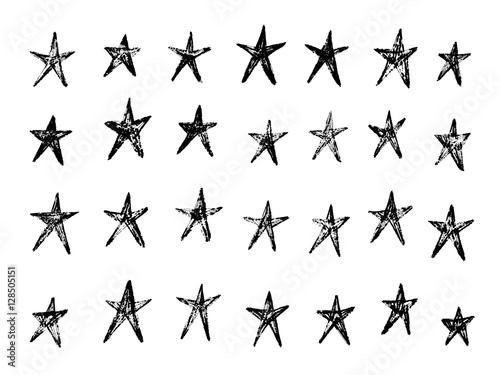 Hand drawn pencil Stars silhouettes set  vector illustration