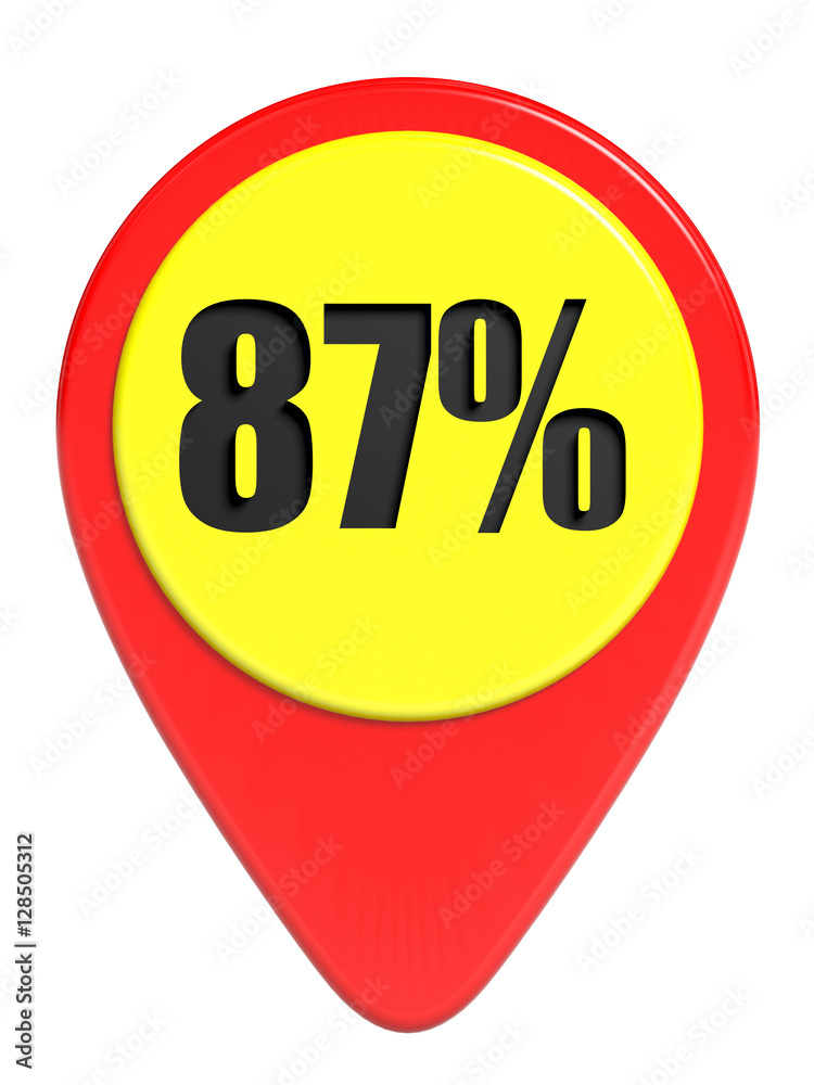 Discount 87 percent off. 3D illustration on white background. Discount 87 percent off. 3D illustration on white background.