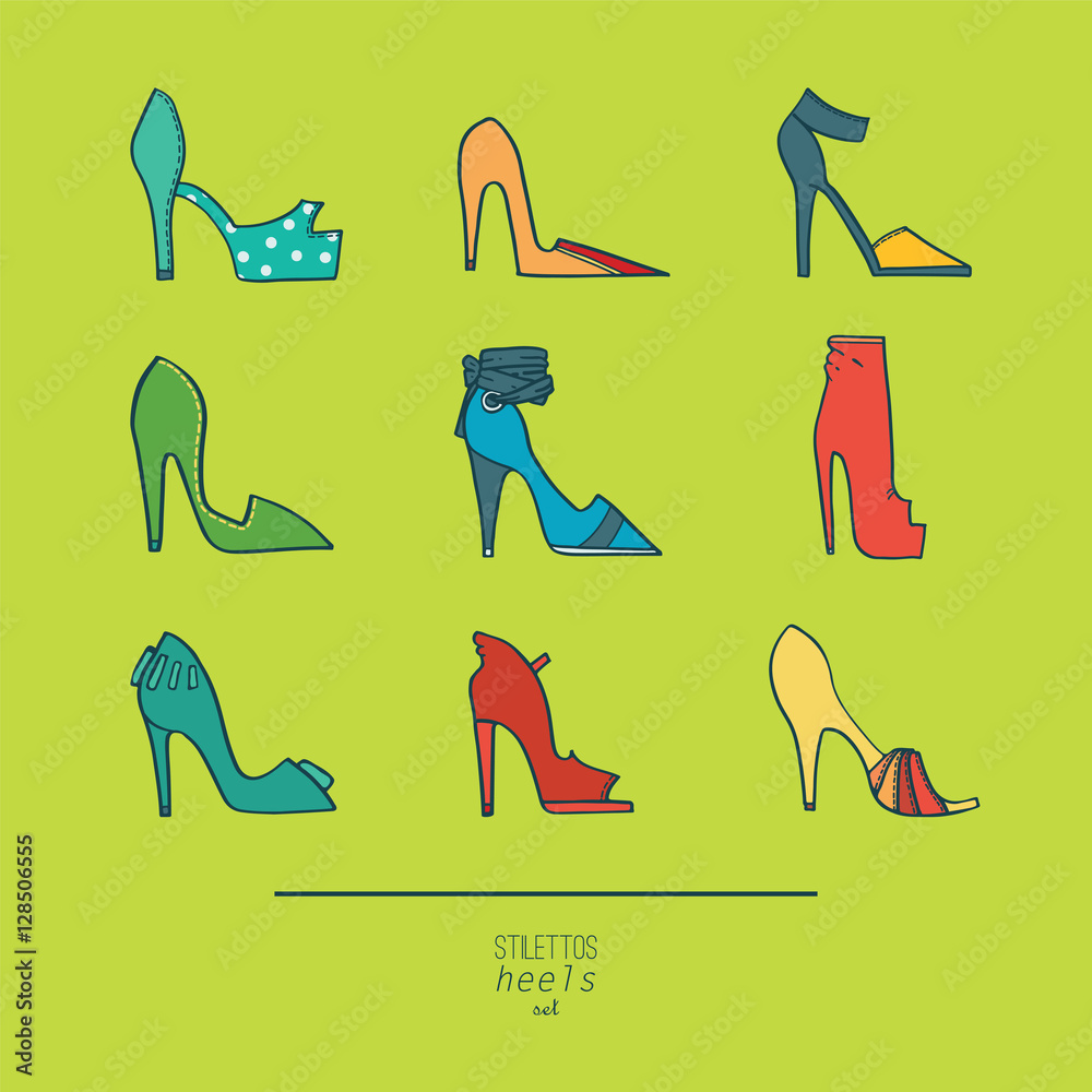 background flat vector shoes hand drawn 