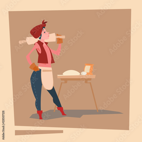 Farmer Country Woman Agriculture Business Cartoon Character Flat Vector Illustration