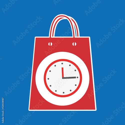 hand holds bag gift clock design vector illustration eps 10