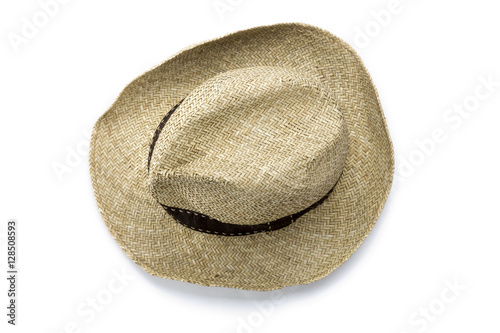 straw hat seen from above, isolated on white
