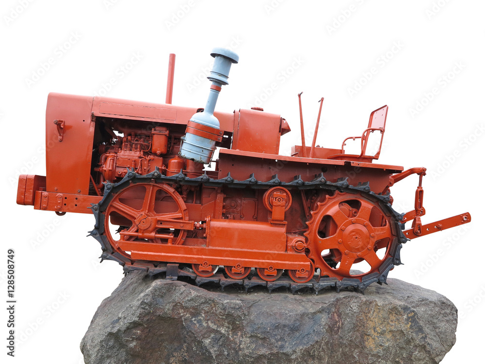 Abstract red old tractor isolated over white Abstract red old tractor isolated over white
