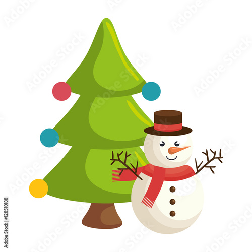 merry christmas tree celebration vector illustration design © Gstudio