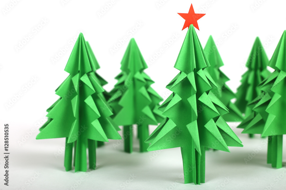 Obraz premium Origami christmas trees