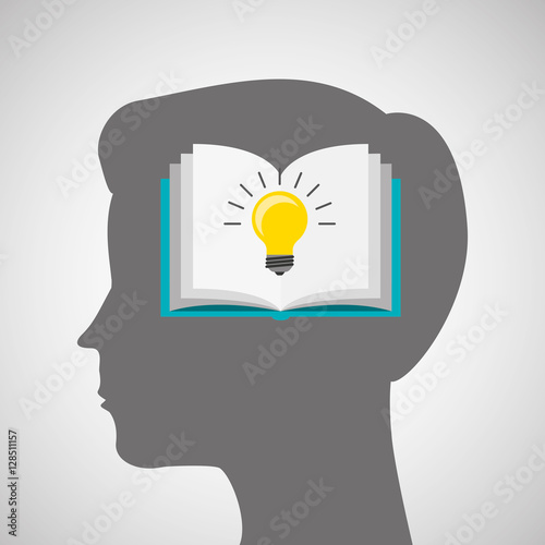 silhouette head boy book idea education online vector illustration eps 10