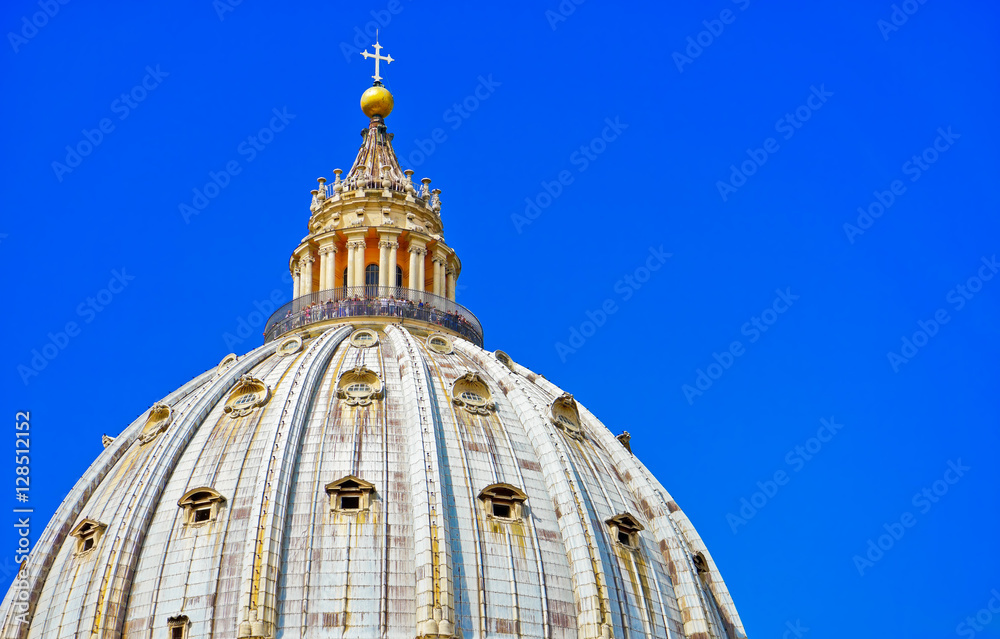 View of the St. Peter's Basilica in a sunny day in Vatican