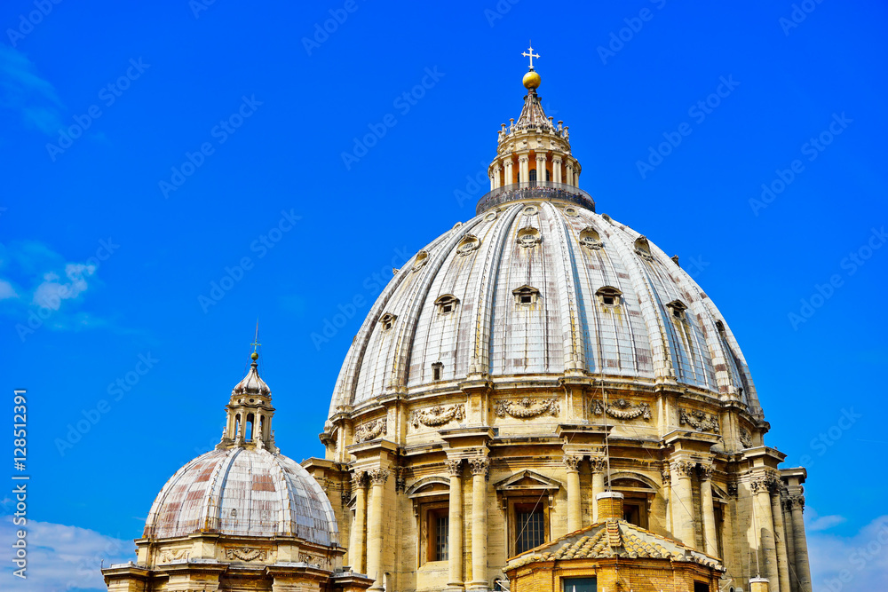 View of the St. Peter's Basilica in a sunny day in Vatican