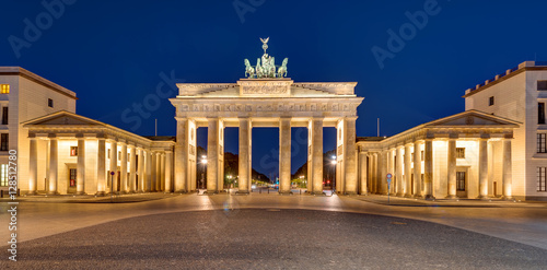 Panorama of the famous Brandenburger Tor in Berlin at night photo