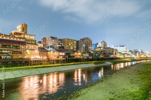 Kyoto skyline along the river, Japan