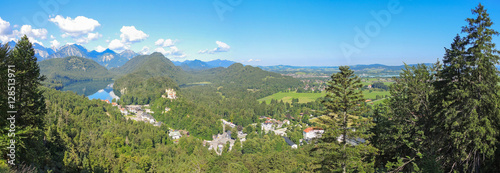 Fantastic landscape from Neuschwanstein castle, to the village of Hohenschwangau, lakes and alps. the Bavaria area, Germany   © Matteo Ceruti
