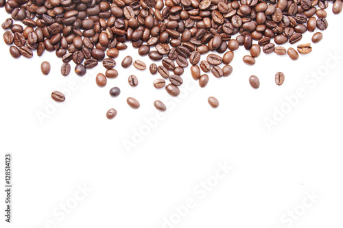 White background with coffee beans