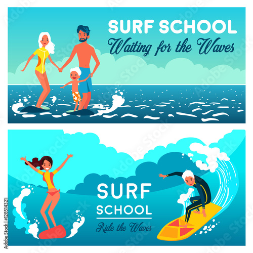 Surf School Horizontal Banners
