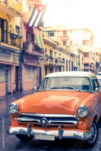 Street scene on rainy day in Havana Cuba