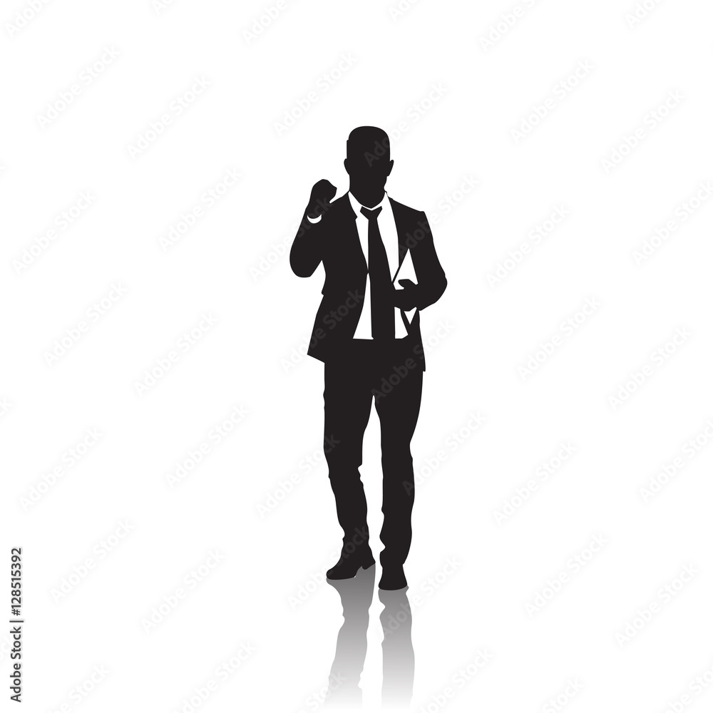 Business Man Silhouette Excited Hold Fist Up, Businessman Concept Winner Success Vector Illustration Business Man Silhouette Excited Hold Fist Up, Businessman Concept Winner Success Vector Illustration