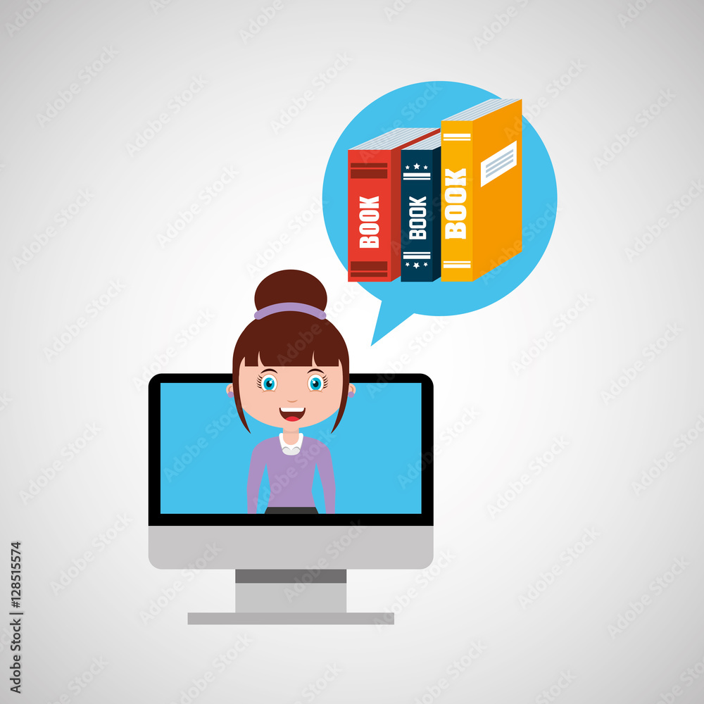 library education online design girl vector illustration eps 10 library education online design girl vector illustration eps 10