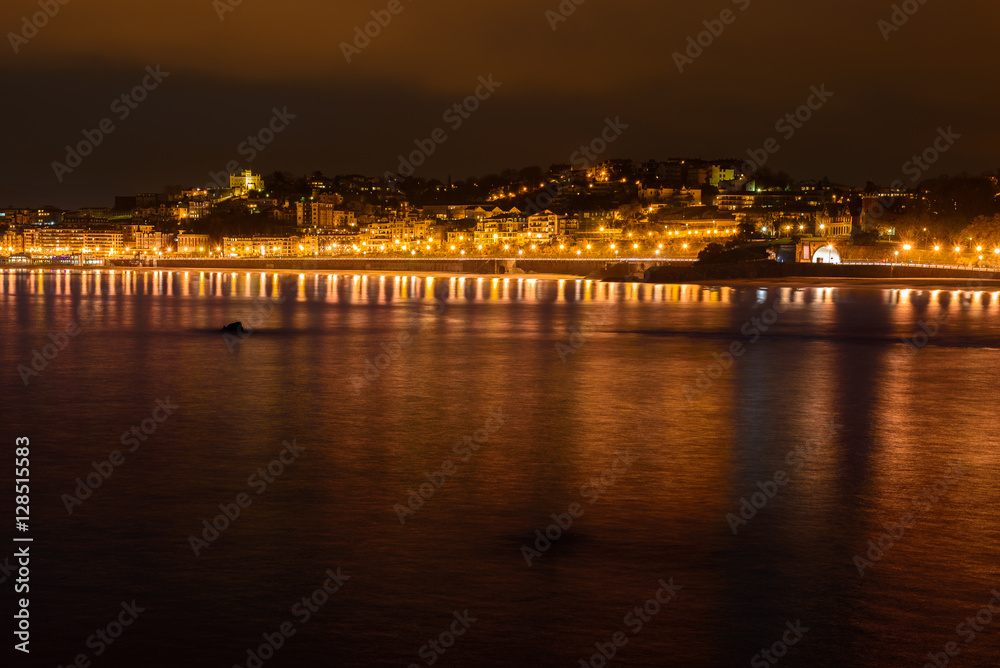 Donosti/San Sebastian at night, Basque Country (Spain)
