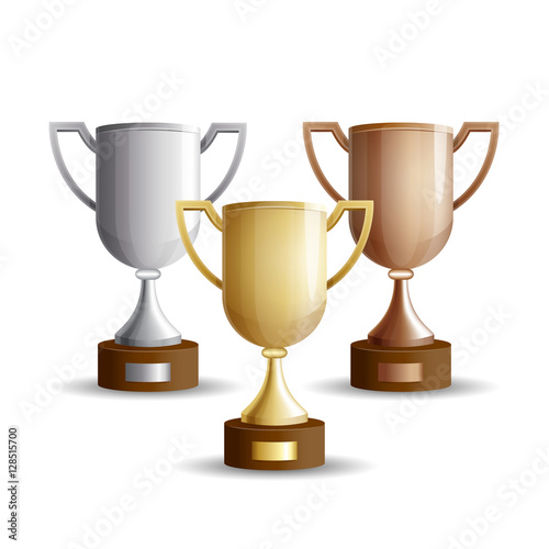 Gold, silver and bronze winners cup