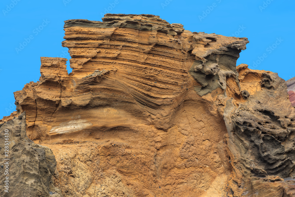 Limestone formations. Beach of El Golfo.