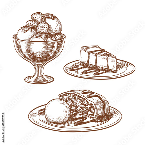 Set of desserts.