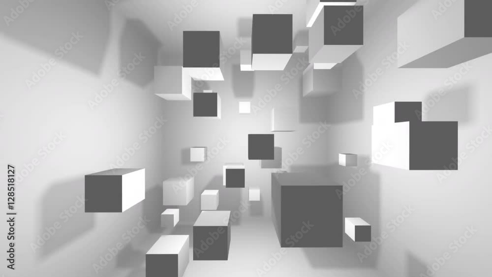 

Abstract geometric shapes rotating cubes, background 3d
