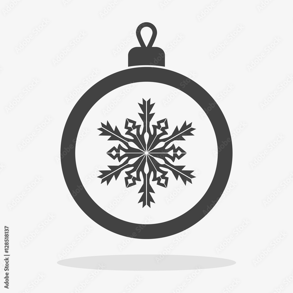 Christmas ball with snowflake Icon flat vector Christmas ball with snowflake Icon flat vector