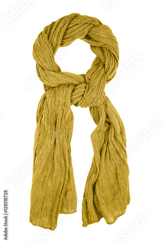 Beige wool scarf isolated on white background.
