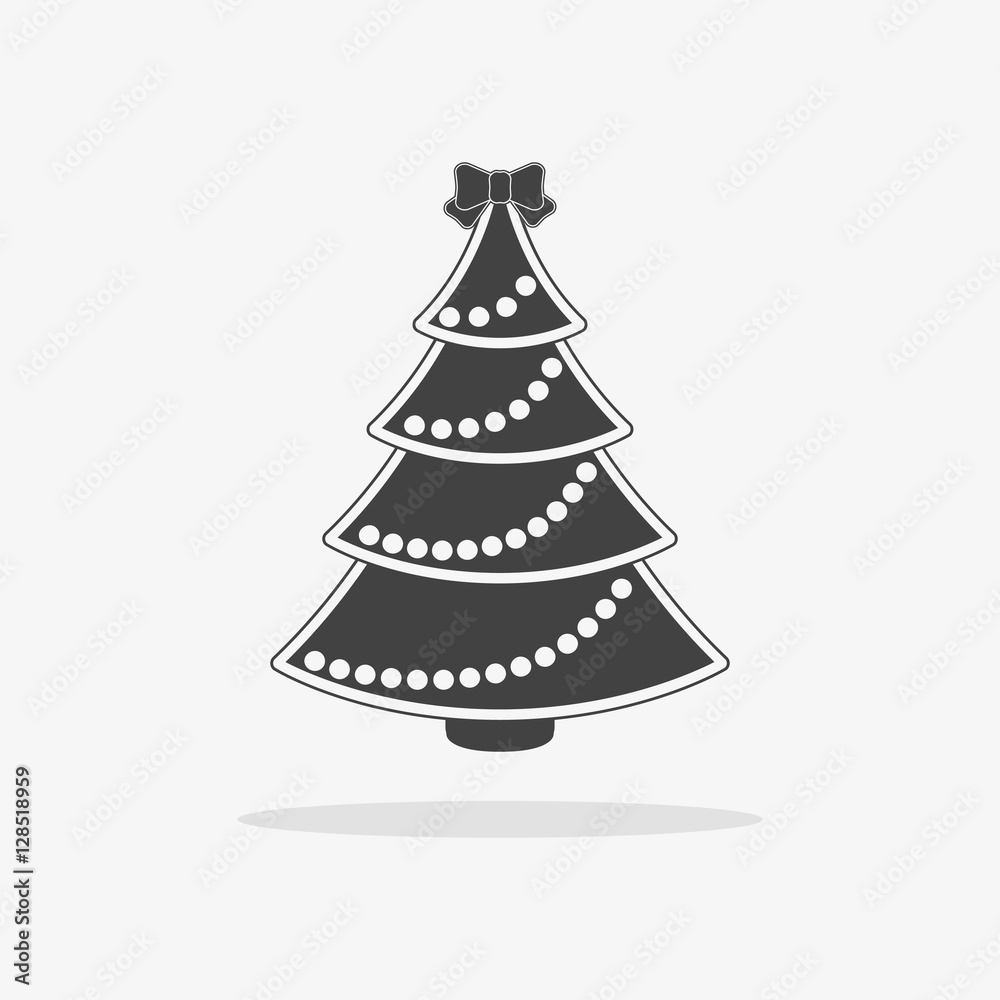 Fototapeta premium Christmas tree Icon flat vector