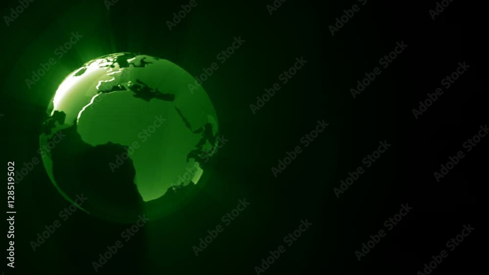 Shiny green globe orbiting and moving Shiny green globe orbiting and moving