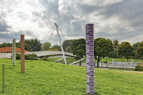 View of modern bridge leading into the new Parco della Musica Padova Italy photo