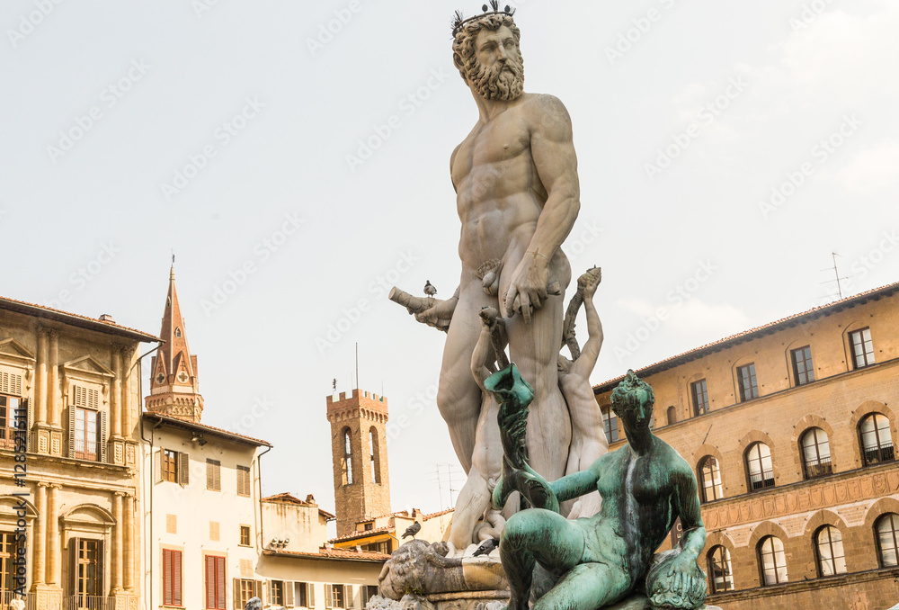 The famous fountain of Neptune on Piazza della Signoria in Flore
