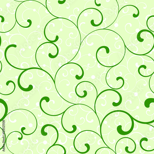 .Seamless green pattern with swirls