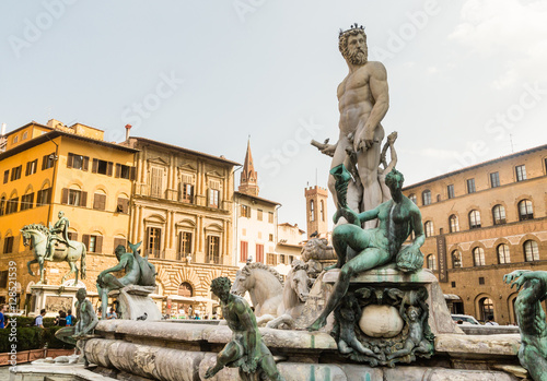 The famous fountain of Neptune on Piazza della Signoria in Florence