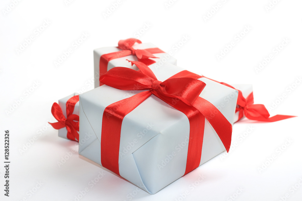 white gifts box with bow over white white gifts box with bow over white