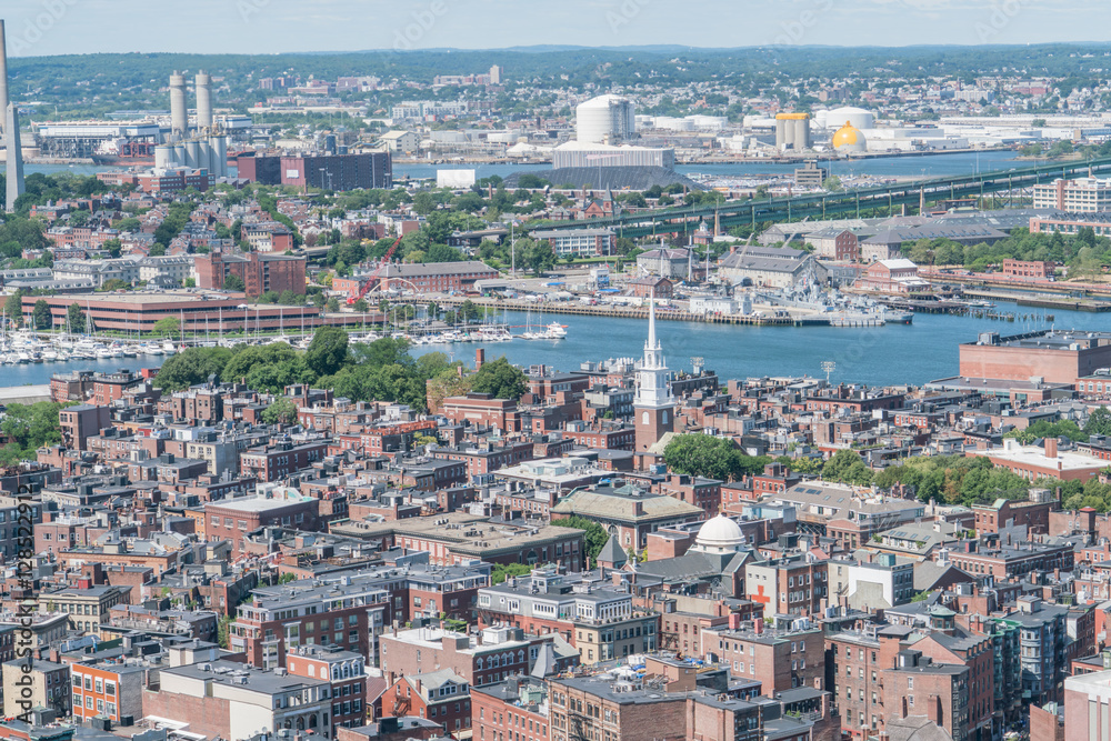 The Old North Church as seen from the observatory at the Custom House building
