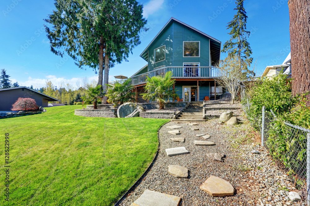 Beautiful waterfront home exterior on Lake Tapps.