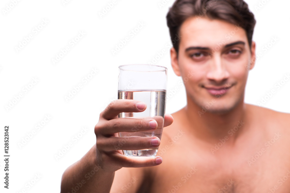 Young man with glass of water Young man with glass of water