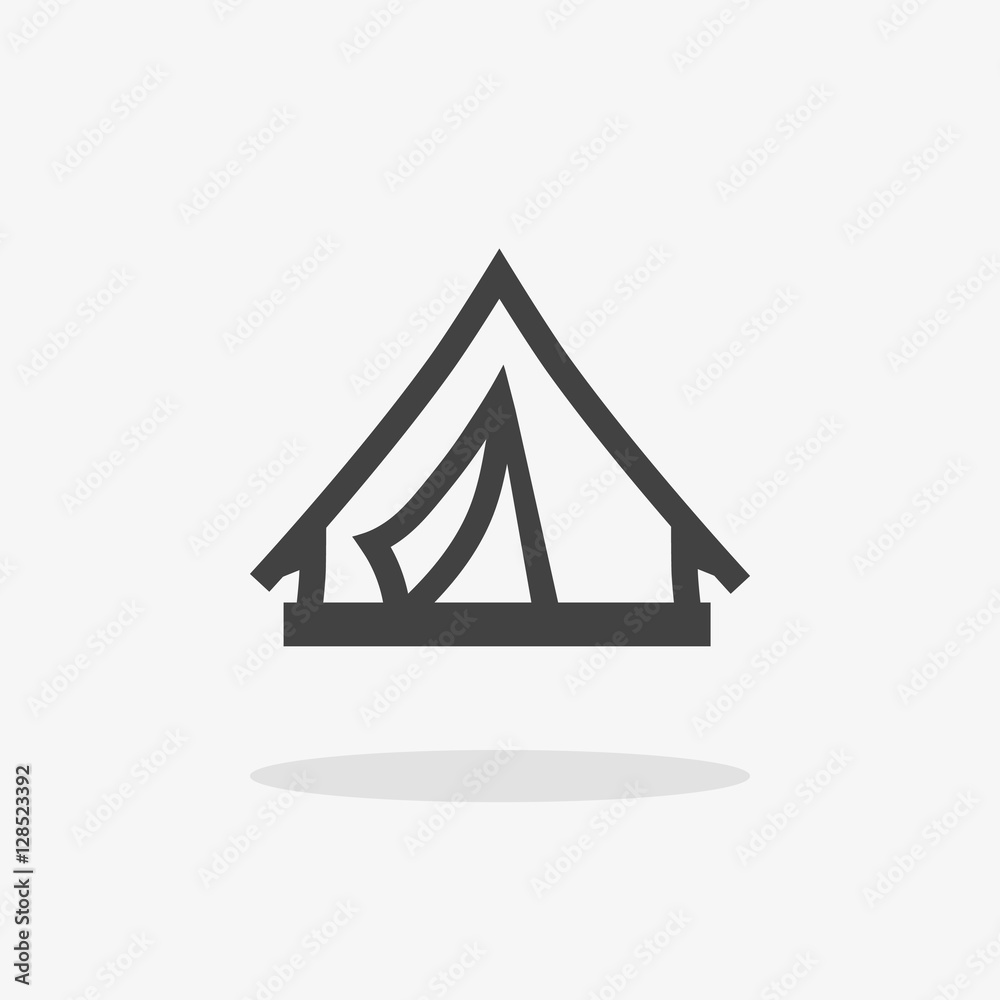 icon tent gray shadow vector