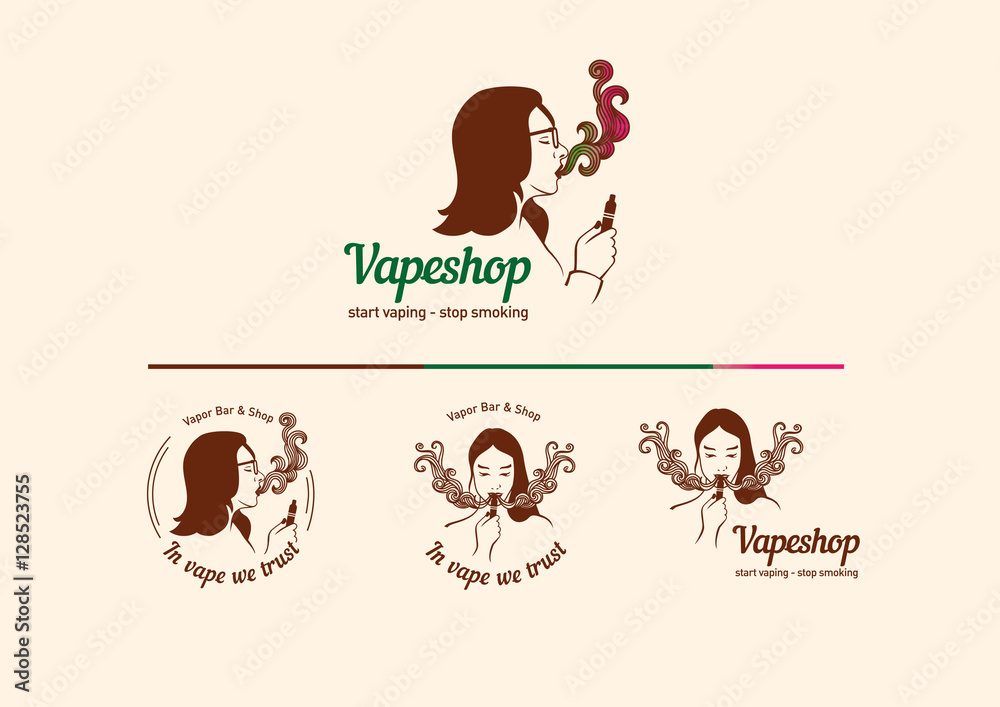 Creative logos for the club shop or electronic cigarettes, smoking girl