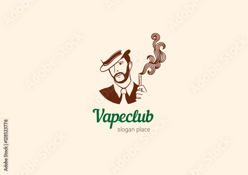 Creative logos for the club shop or electronic cigarettes, smoking men