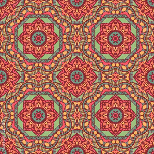 Seamless pattern with mandalas in beautiful colors for your design. Vector ornaments  background