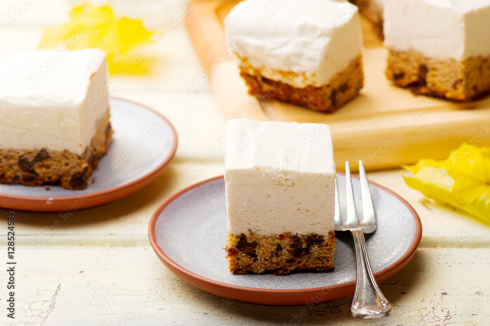 Chocolate-Date Cake Topped with Banana Ice Cream. Chocolate-Date Cake Topped with Banana Ice Cream.