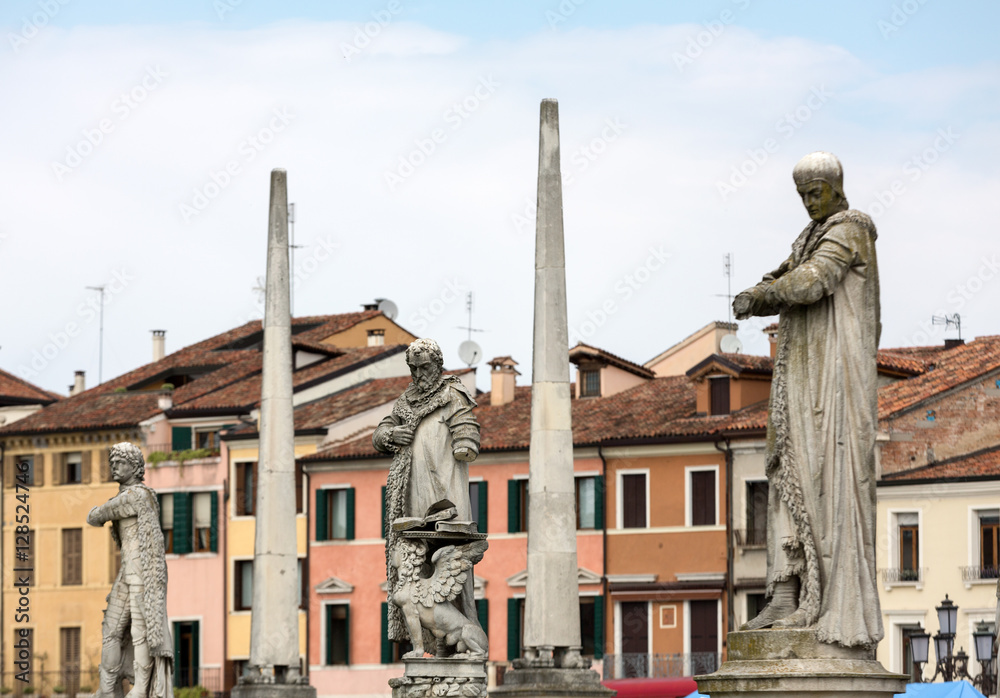 Statues on Piazza Prato della Valle, Padua, Italy.