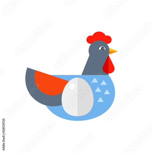 Hen with egg as aviculture concept icon